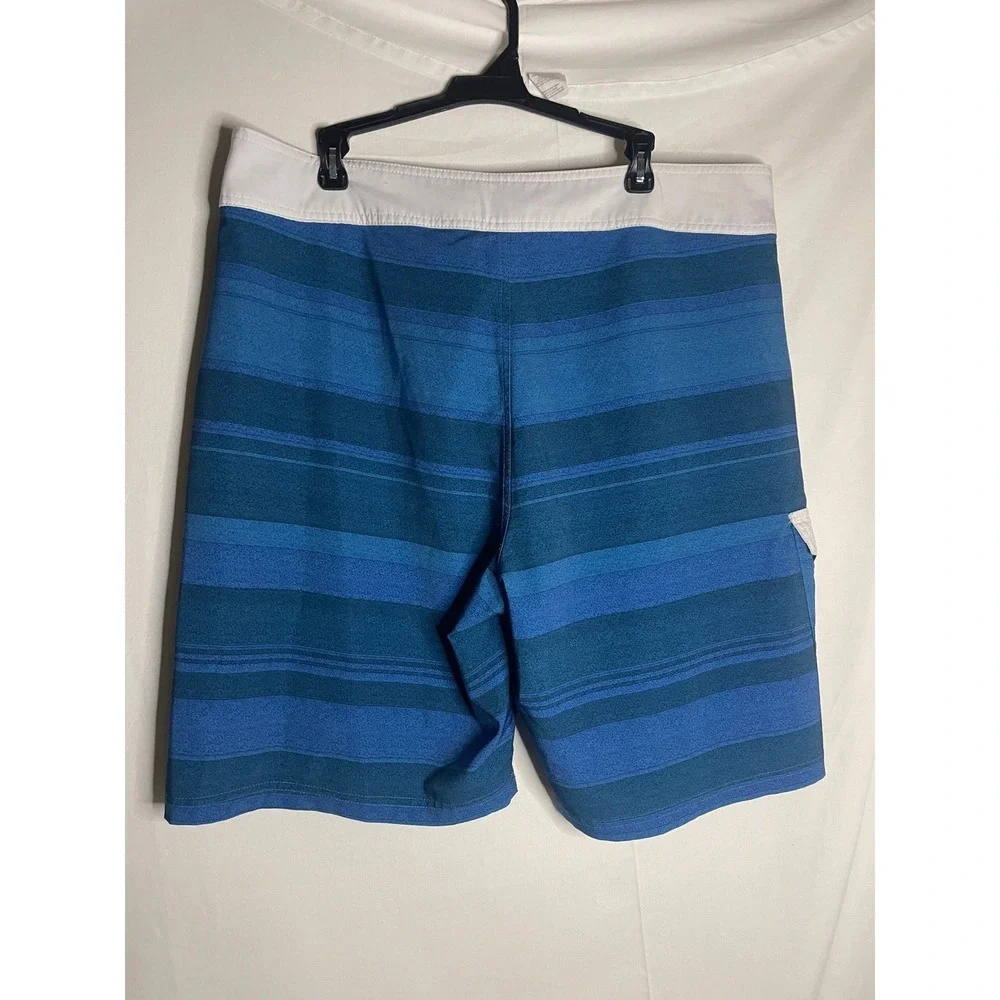 Ocean Current Mens Blue Striped Board Shorts Cargo Pocket Swim Trunks Size 38